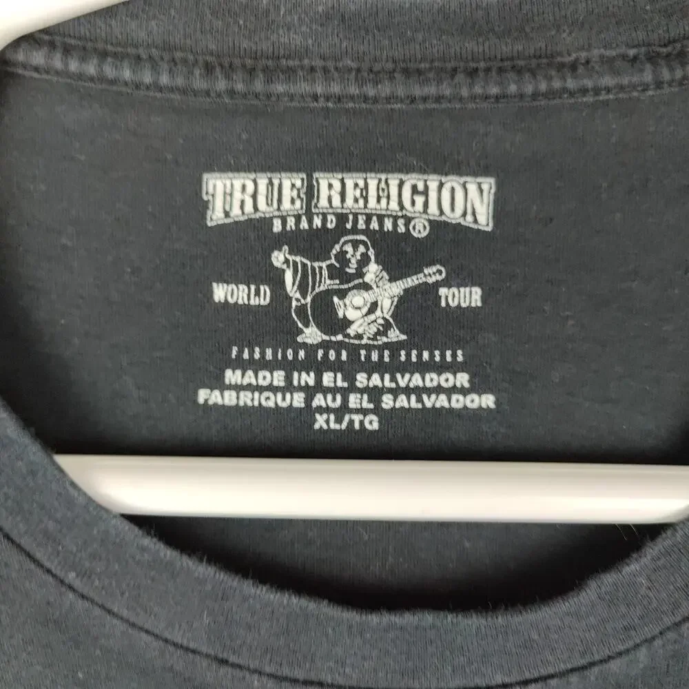 True Religion Pocket shirt Men's Extra Large Black Short Sleeve World Tour
